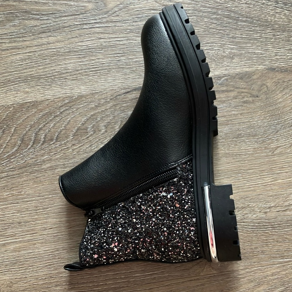 MIA Black and Silver Glitter Heel Boots